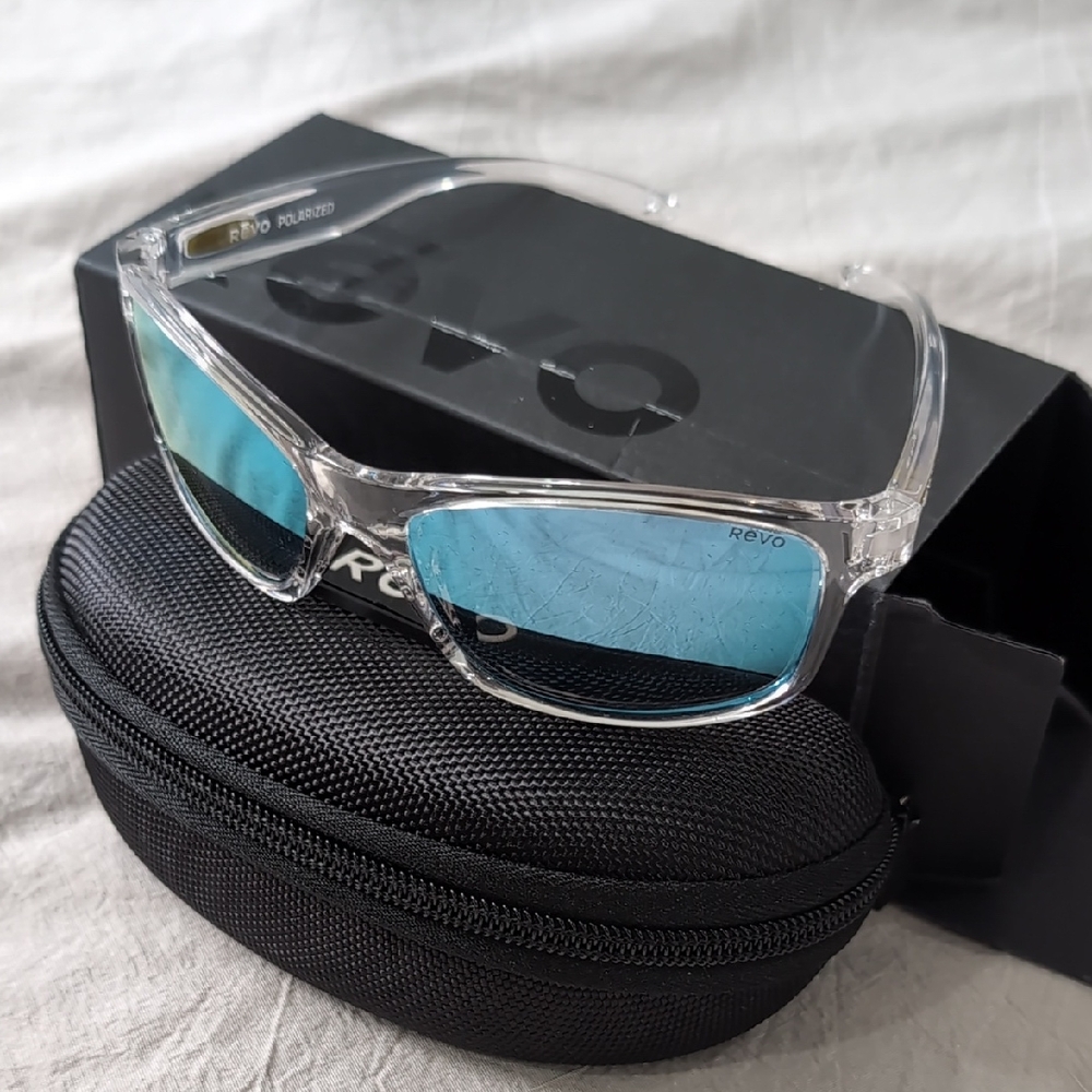 Revo Clear Frame Sunglasses with Blue Lenses